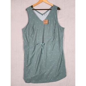 Eddie Bauer Green Tank Dress UPF 50+ Easy Departure Travel Pockets